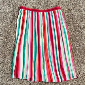 J. Crew Multicolor Striped A-Line Skirt pleated Rainbow